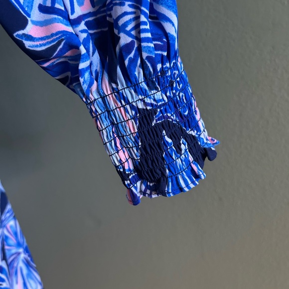 Lilly Pulitzer Navy Blue Floral Shift Dress Sz M - Picture 9 of 10